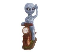 Alien Garden Statue | Outdoor Whimsical Resin Decor | Solar Lamp Garden Weather-Resistant Figurine for Yard Balcony Haunted House Lawn Patio Sci-Fi Collection Display