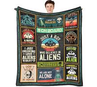 TOBUNKIEN Alien Gifts - Alien Gifts for Men - Alien Gifts for Teen Boys - UFO Gifts - Gifts for Alien Lovers - Ancient Aliens Merchandise - Alien Stuff Throw Blanket 60"X 50"