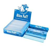 Alien Go Blue Rolling Papers 25 Pack, Kingsizeslim Premium Paper 825pcs with 1 Tip, Natural Arabic Gum and Ultra-thin Rolling Papers