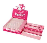 Alien Go Rolling Papers Pink Color 25 Pack, Kingsizeslim Premium Paper 825pcs with 1 Tip, Natural Arabic Gum and Ultra-thin Rolling Papers, Slow Burn Smoking Accessories