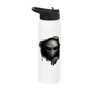 Alien Grey Torn Cloth Funny Extraterrestrial 3D Graphic Stainless Steel Insulated Water Bottle