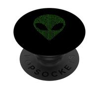 Alien Head Binary Code Science Programming Nerd PopSockets Adhesive PopGrip