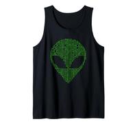 Alien Head Binary Code Science Programming Nerd Tank Top