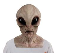 Alien Head Costume - Latex Alien Helmet Full Face Cover Creepy Cosplay | Realistic Flexible Halloween Party Alien Costume