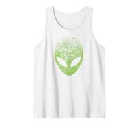 Alien Head Distressed Green Alien Face, Area 51, Roswell UFO Tank Top