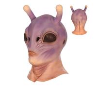 Alien Head Masque - 260g Realistic Terrestrial Mmask, Full Head Grey Uffo Creature Design, 38x19cm Breathable Fit + High Detail Texture, Premium Natural Latex Rubber - For Women Stage Cosplay Prank