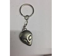 Alien Head PP-G21 made of fine English Pewter on a split ring keyring