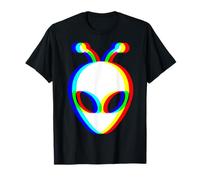 Alien Head Trippy Vaporwave Techno Rave EDM Glitchcore T-Shirt