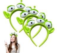 Alien Headband, Three-Eyed Headband, Funny Plush Alien Ears Hairband for Halloween Party, Cosplay, Birthday, Selfie, Makeup, 3 Pieces