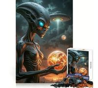 Alien Holding Planet with UFO for Adults 1000 Piece Puzzle Brain Exercise HD Print Home Activity Birthday Art Gift (38x26cm)