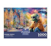 Alien in TownGargantuan Jigsaw Puzzles for Adults Comprising 1000 Advanced And Ruthlessly Difficult Challenging Puzzle Game Pieces - Forged to Be An Heirloom-Quality Gift Jigsaw Puzzles for Adults An