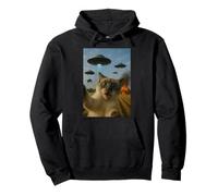 Alien Invasion Cat Selfie Funny UFO Cow Abduction Gift Pullover Hoodie