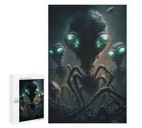 Alien Invasion The Arrival - Decorative Wooden Puzzle, 1000 PCS, Mindful Gift for Adults; for Shared Table Time