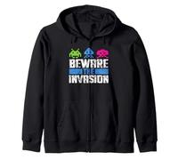 Alien Invasions Mode Activated Retro Gaming Sci Fi Gamer Zip Hoodie