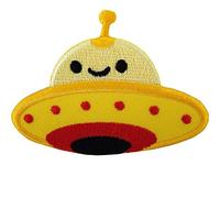 Alien Iron On Patch/Sew On Badge Embroidered Spaceship Space UFO Flying Saucer