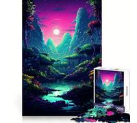 Alien Jungle Pixel Art Jigsaw Puzzles 1000 Pieces for Adults Smart Challenge Peaceful Escape Fine Lock Ideal Present (38X52CM)