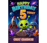 Alien Kids 5th Birthday Card for Great Grandson
