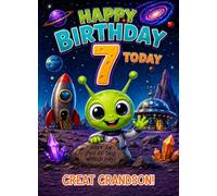 Alien Kids 7th Birthday Card for Great Grandson
