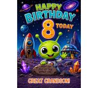Alien Kids 8th Birthday Card for Great Grandson