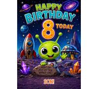 Alien Kids 8th Birthday Card for Son
