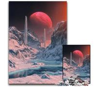 Alien Landscape with Red Planet1000 Jigsaw Puzzles 1000 Pieces for Adults Paper Jigsaw Puzzles DIY Decoration Brain Challenge for Adult Family 1000 PCS(38x26cm)