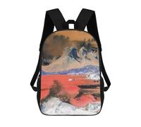 Alien Landscape with Red Soil And Snow-Capped Peaks Backpacks, Kids Backpack Student School Bag 3D Printed Travel Backpacks Fashion Accessory Backpack Children Waterproof School Bags 17inch