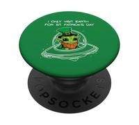 Alien Leprechaun UFO I Only Visit Earth for St.Patrick’s Day PopSockets Adhesive PopGrip