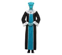 Smiffys Alien Lord Collection, Blue with Robe & EVA Mask, Halloween Space Fancy Dress, Alien Dress Up Costumes