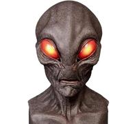 Alien Mask 2025 Alien Face Mask Halloween Masks Horror Realistic Alien for Adults Big Eyes Scary Alien ET for Halloween Carnival Costume Party (A)