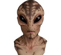 Alien Mask 2025 Alien Face Mask Halloween Masks Horror Realistic Alien for Adults Big Eyes Scary Alien ET for Halloween Carnival Costume Party (E)