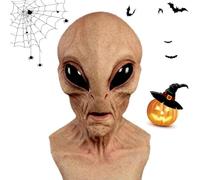 Alien Mask,Latex Full Head Funny Mask,Realistic Skull Horror Mask,Halloween Alien Mask for Men and Women Costume Parties (A)