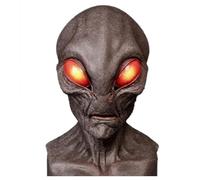 Alien Mask with Red Big Eyes Creepy Scary Xenomorph Halloween Mask Full Head Realistic Latex Horror Mask Brown, Alien Mask