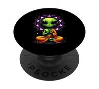 Alien Meditation Cosmic Vibes Yoga PopSockets Adhesive PopGrip