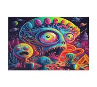 Alien Monster 1000 Piece Wooden Jigsaw Puzzles for Adults Puzzle Learning Educational Toys Family Games for Kids Jigsaws (75×50cm)