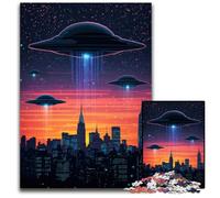 Alien Mothership Over The City Puzzles 1000 Pieces for Adults Impossible Jigsaw Puzzles for Adults for Family And Friends Suitable for Ages 1000 PCS(75x50cm)