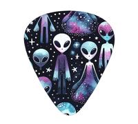Alien-Muffin-Galaxies 12 Pack Guitar Picks With 3 Thicknesses And Storage Box, Abs Plectrums For Electric Bass Guitar Players