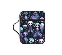 Alien-Muffin-Galaxies Bible Cover Case with Handle, Water-Resistant Oxford Fabric Bible Bag Organizer with Zipper Pockets for Church
