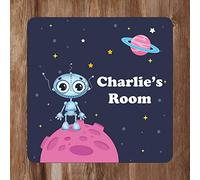 Alien On A Planet Kids Bedroom Door Sign Personalised For You - Any Name! Door Plaque,Girls/Boys,Nursery,Decor,Kids Room,Space