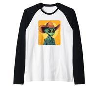 Alien Outlaw for a Wild Space Ride and Cowboys Raglan Baseball Tee