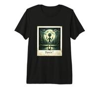 Alien Peace Cosmic Forest Vintage Photo UFO Encounter Premium T-Shirt