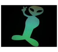Alien Peace Opal Glow in The Dark Sticker (Extra Large) - Peel and Stick!