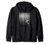 Alien Peeking Above Ocean UFO Tracking Scene Zip Hoodie