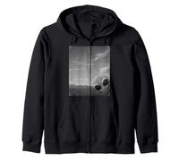 Alien Peeking Into UFO Tracker Desert Encounter Zip Hoodie