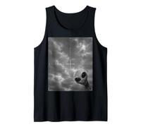 Alien Peeking Through Storm Clouds UFO Mystery Tank Top