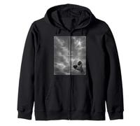 Alien Peeking Through Storm Clouds UFO Mystery Zip Hoodie