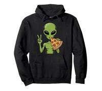 Alien Pizza Peace Funny Design for Pizza Lovers and UFO Pullover Hoodie