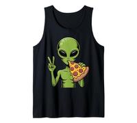 Alien Pizza Peace Funny Design for Pizza Lovers and UFO Tank Top