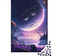 Alien Planet Landscape 1000 Piece Jigsaw Puzzle Paper for Adults Purple Galaxy Night View Puzzle Game for Family Relaxation Home Decor Gift 38x26cm/1000pcs