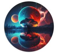 Alien Planet Landscape 1000-Piece Jigsaw Puzzle Round Paper Puzzles Artwork Decor Intelligence Toy for Family Indoor Games 1000pcs (67.5x67.5cm)