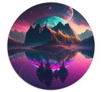 Alien Planet Landscape Puzzles for 1000 Piece 1000-Piece Round Jigsaw Puzzle Ideal for Lover, Perfect Christmas, New Year, Valentine's Gift 67.5x67.5cm